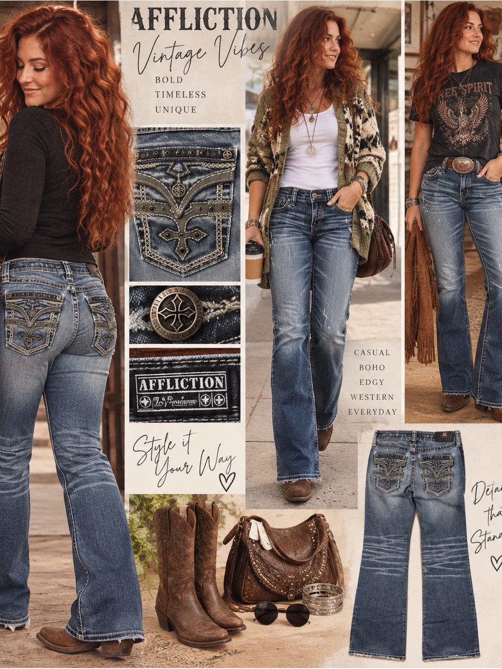 Affliction Jade Jeans 27 Y2K Western Embellished Studded Bootcut Denim